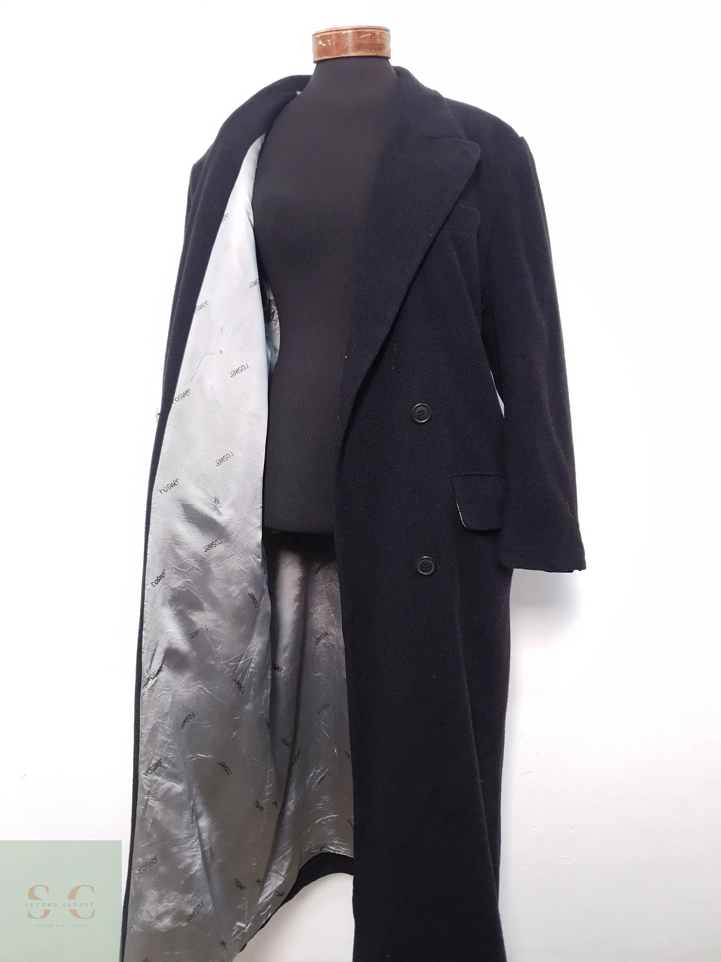 Abrigo Mujer Rosner Lana Virgen y Cashmere Negro Talla XL 5