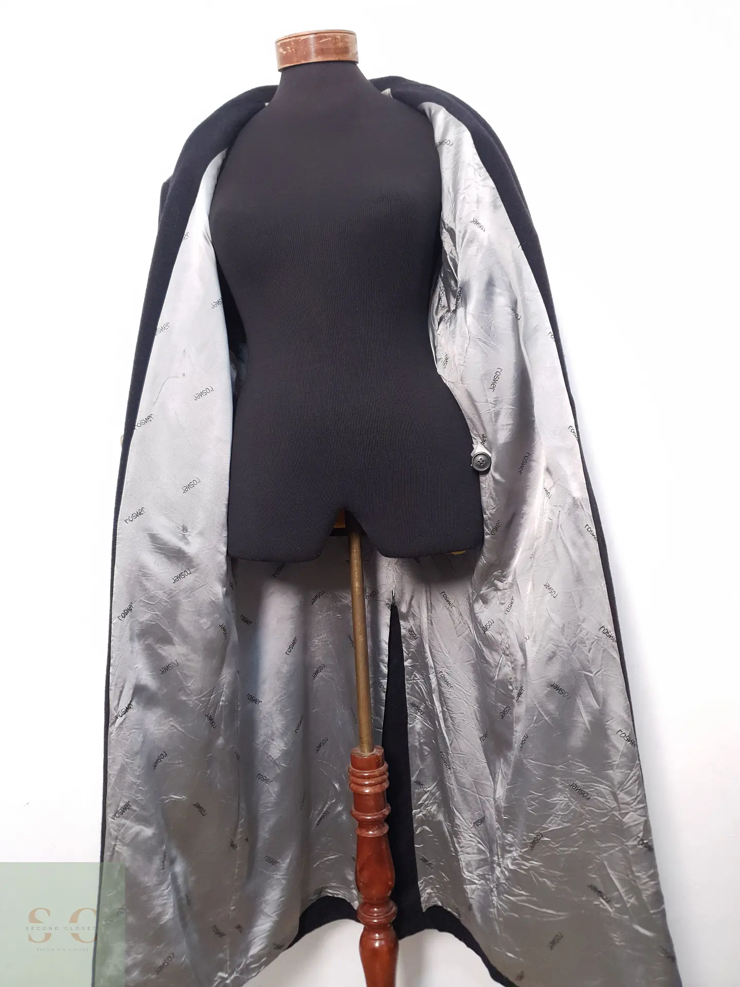 Abrigo Mujer Rosner Lana Virgen y Cashmere Negro Talla XL 9