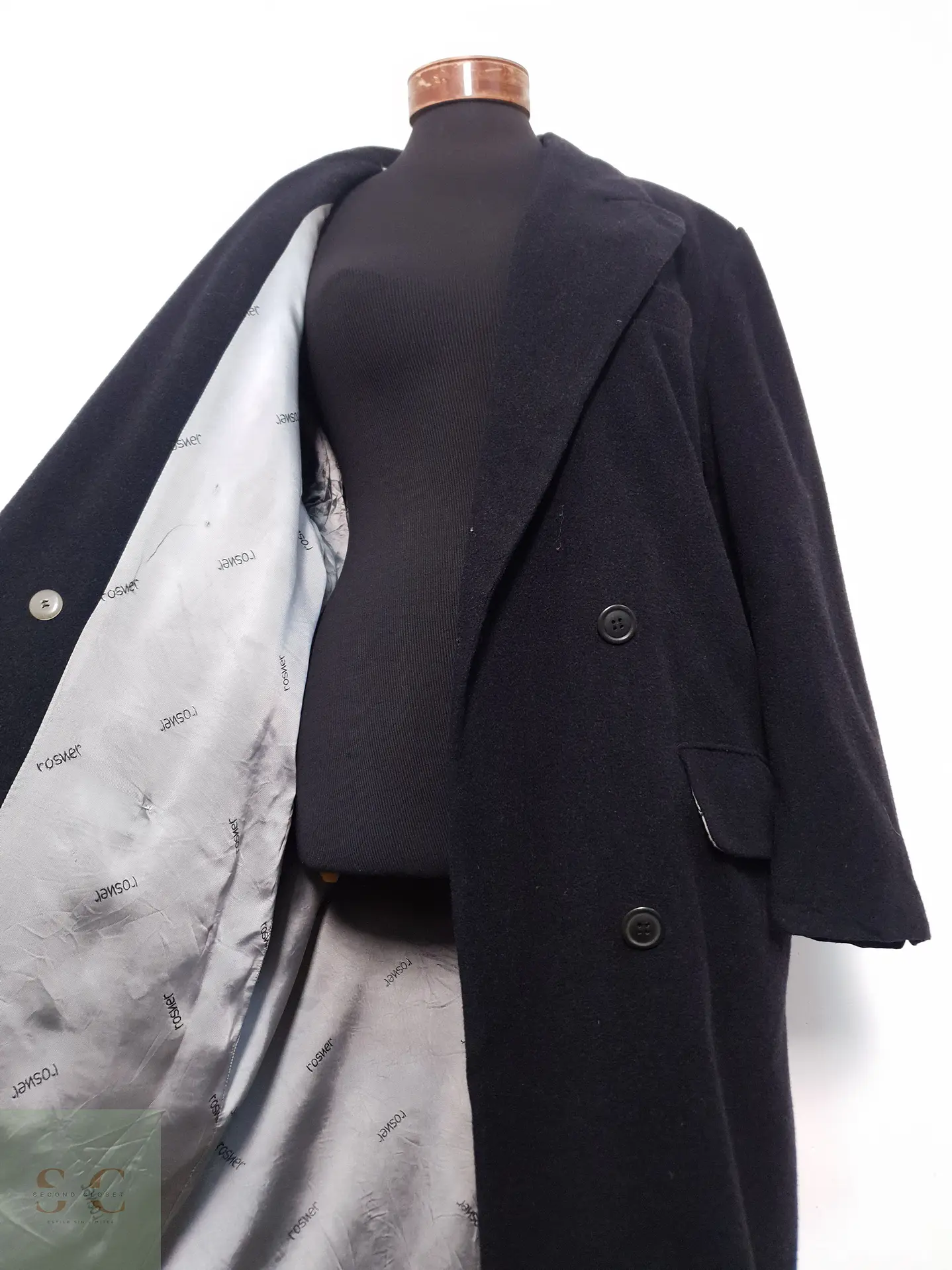 Abrigo Mujer Rosner Lana Virgen y Cashmere Negro Talla XL 2