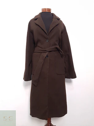 Abrigo Largo Mujer Chocolate Lana Elegante TALLA L