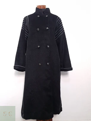 Abrigo largo mujer 100% llama negro cruzado TALLA LXL