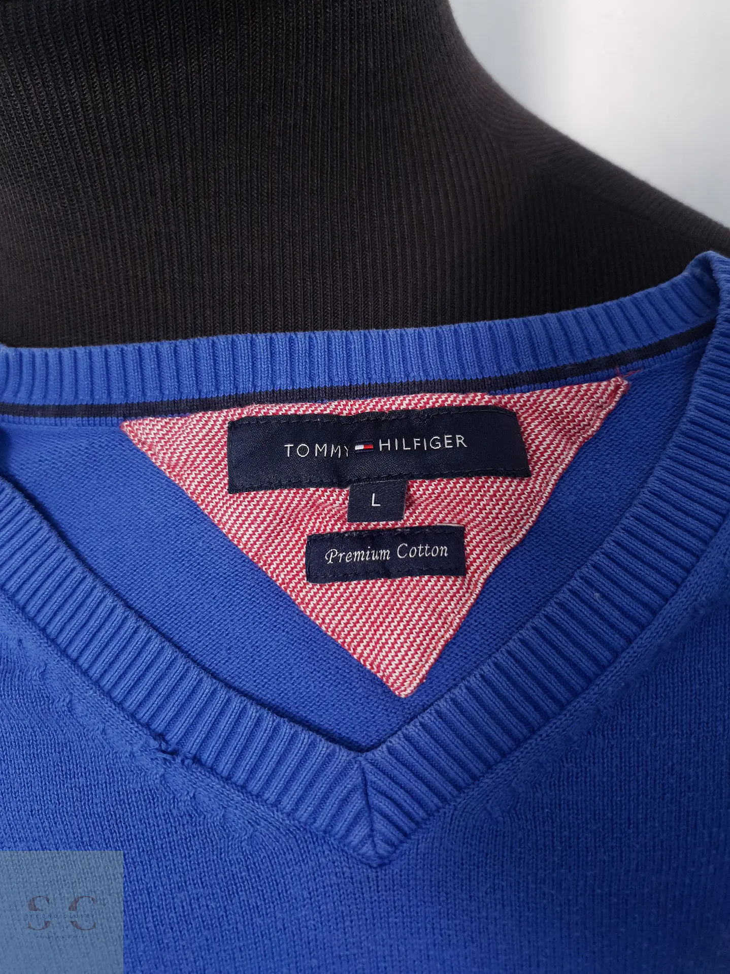 Suéter Hombre Tommy Hilfiger Azul Cuello V Talla L 3