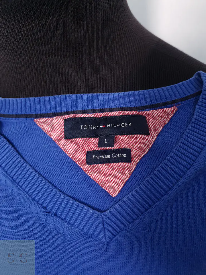 Suéter Hombre Tommy Hilfiger Azul Cuello V Talla L 3
