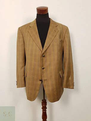 Blazer Manston lana virgen cuadro ventana camel TALLA XL