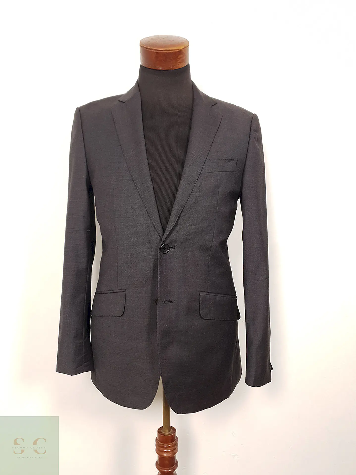 Blazer gris plomo 100% lana virgen J. Fedders sastrería clásica TALLA S 1