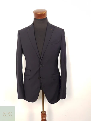 Blazer Lab4Style azul liso en lana virgen TALLA XS/S