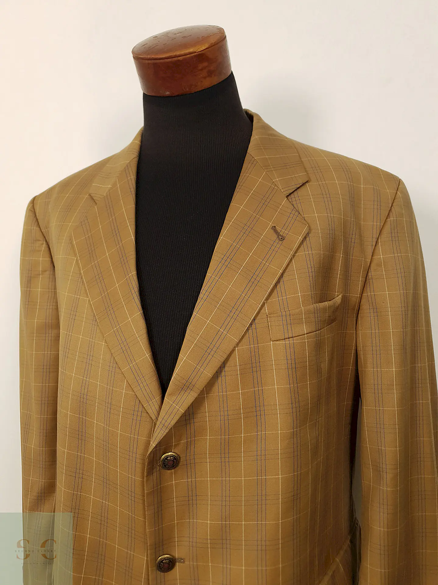 Blazer Manston lana virgen cuadro ventana camel TALLA XL 4