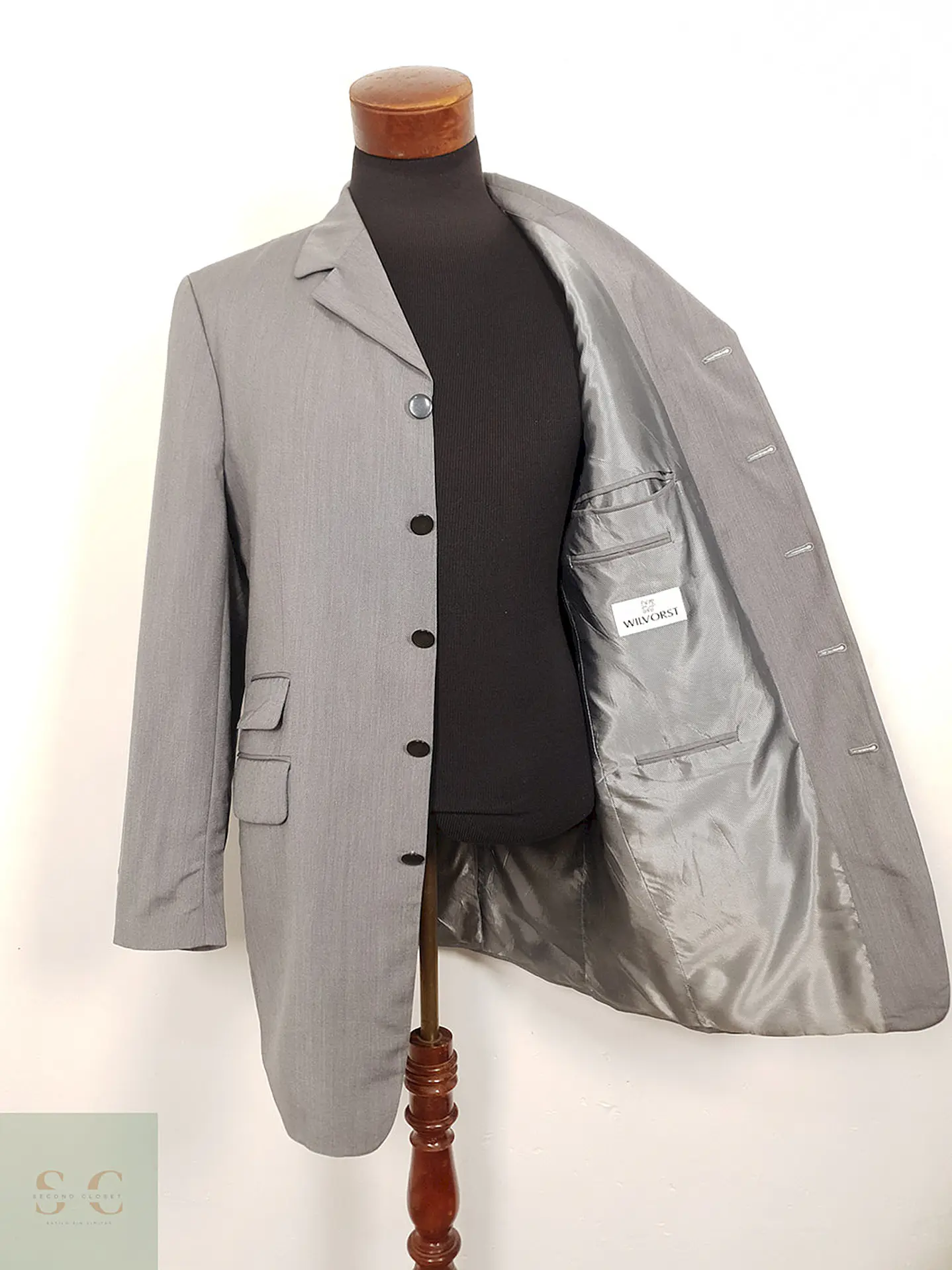 Blazer Wilvorst lana y seda gris sastrería alemana premium – TALLA L 3