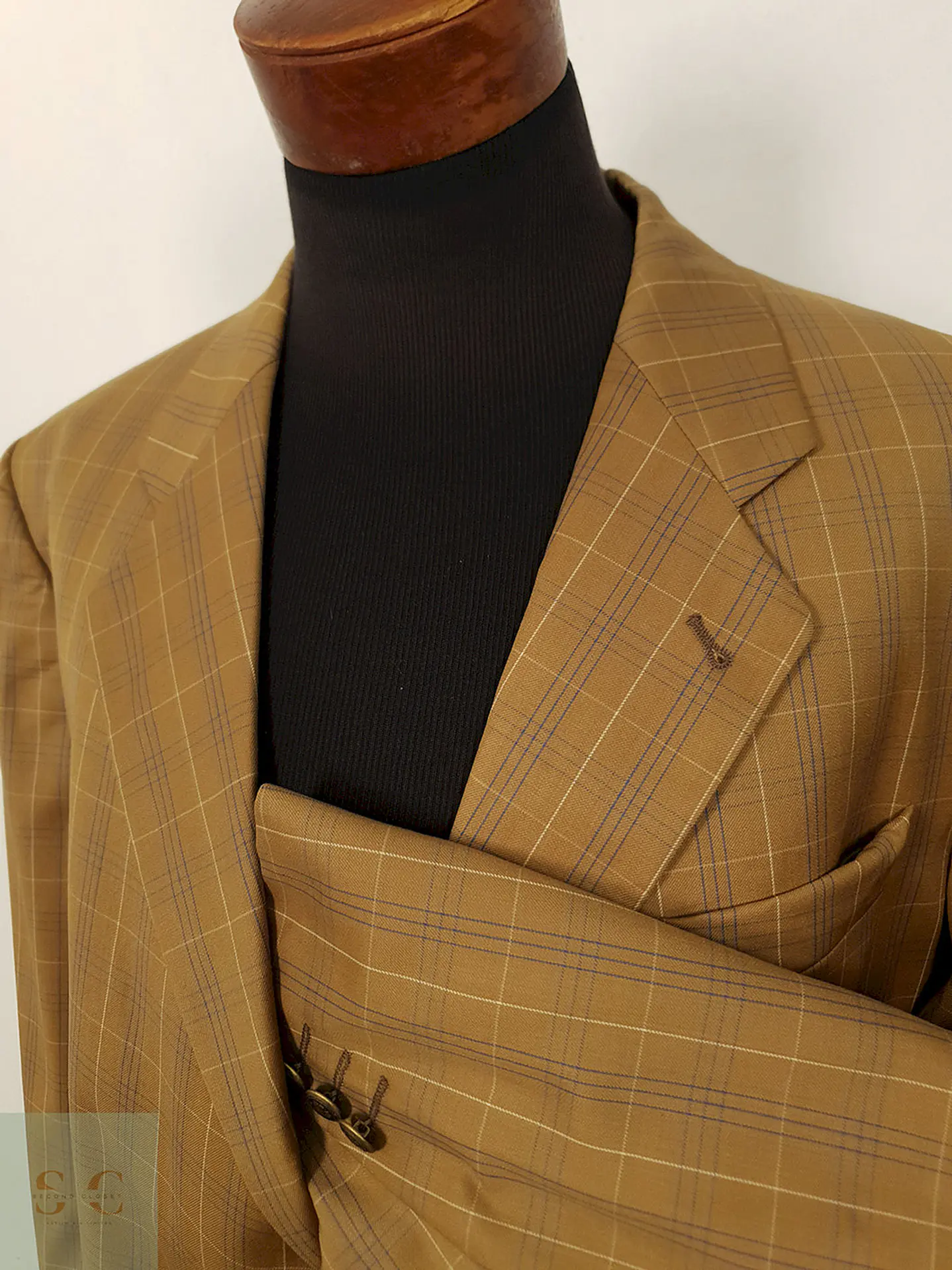 Blazer Manston lana virgen cuadro ventana camel TALLA XL 5