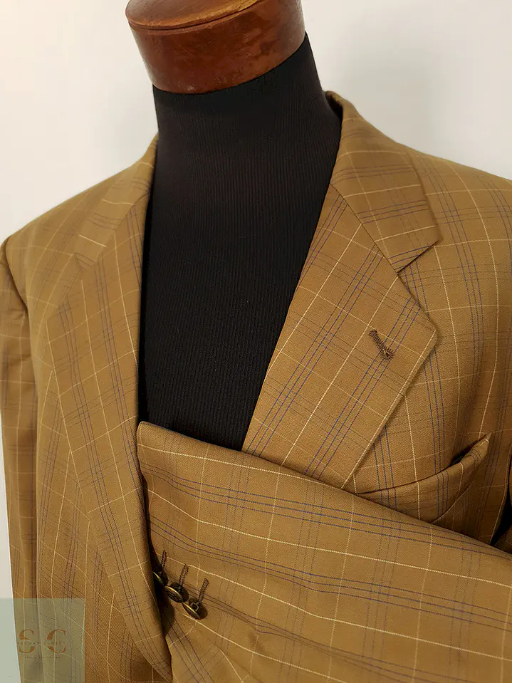 Blazer Manston lana virgen cuadro ventana camel TALLA XL 5