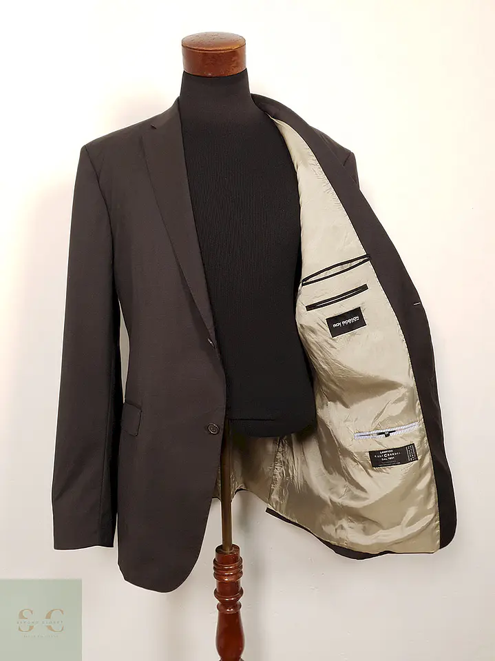 Blazer Roy Robson Cerruti 1881 lana virgen plomo tono café sastrería italiana TALLA 2XL 1