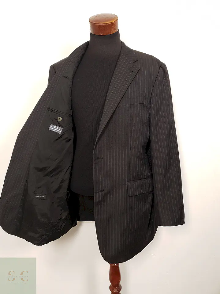 Blazer Seit 1931 lana virgen gris raya diplomática sastrería clásica TALLA XL 2