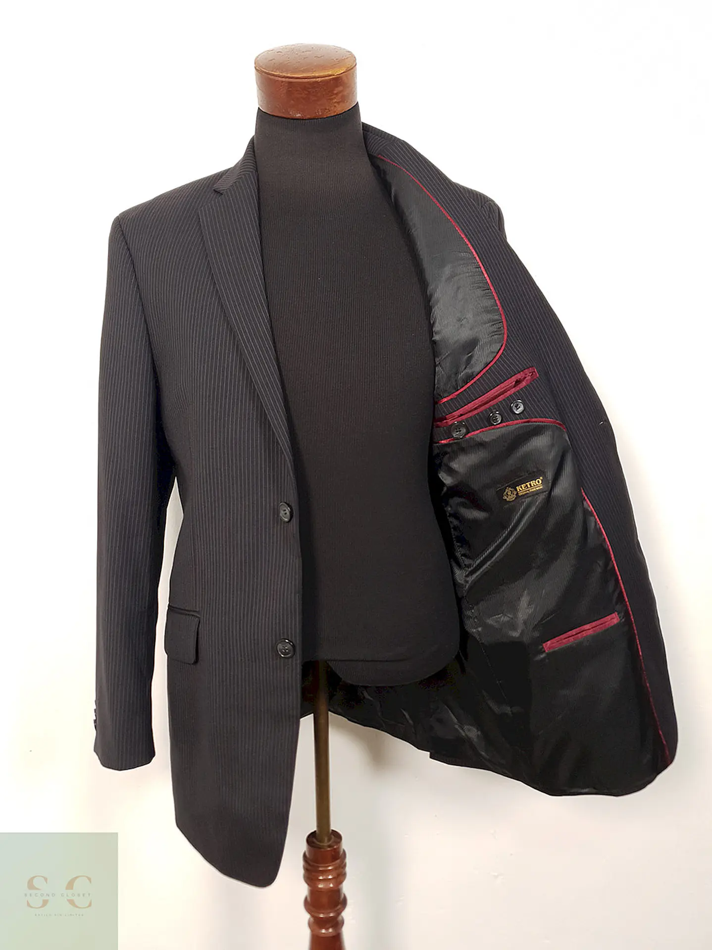 Blazer Ketro plomo a rayas sastrería clásica TALLA ML 2