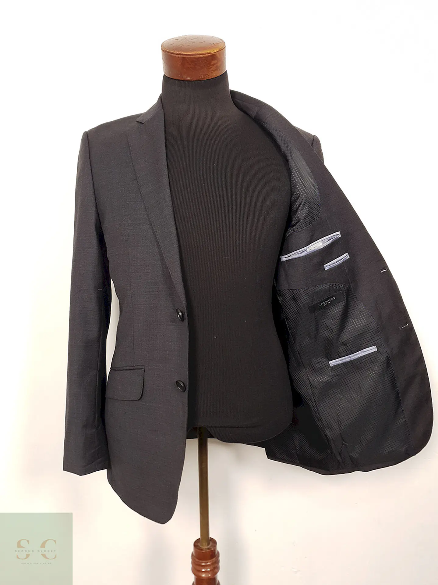 Blazer gris plomo 100% lana virgen J. Fedders sastrería clásica TALLA S 2