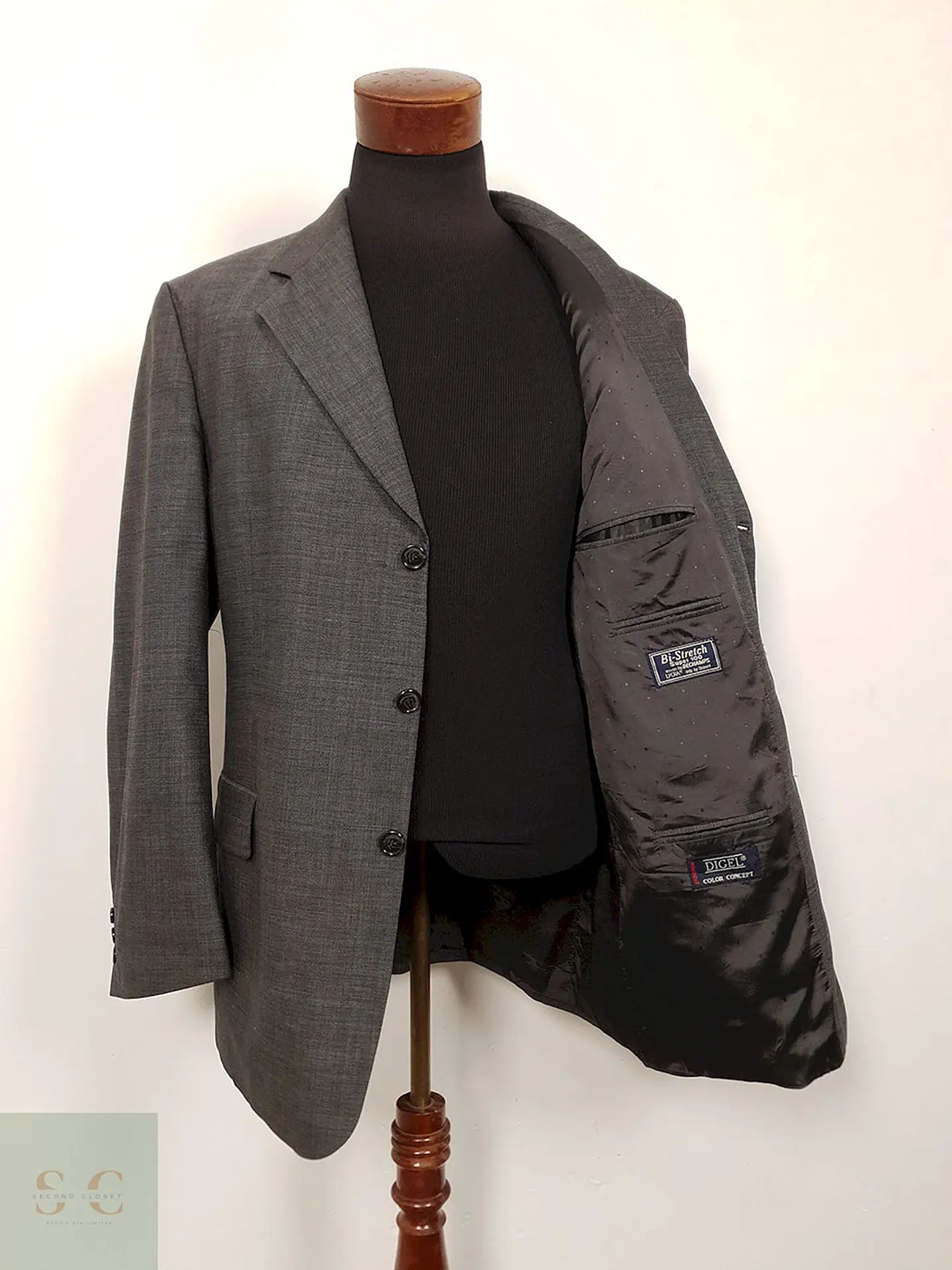 Blazer Digel gris 100% lana virgen Bi-Stretch sastrería alemana TALLA LXL 1