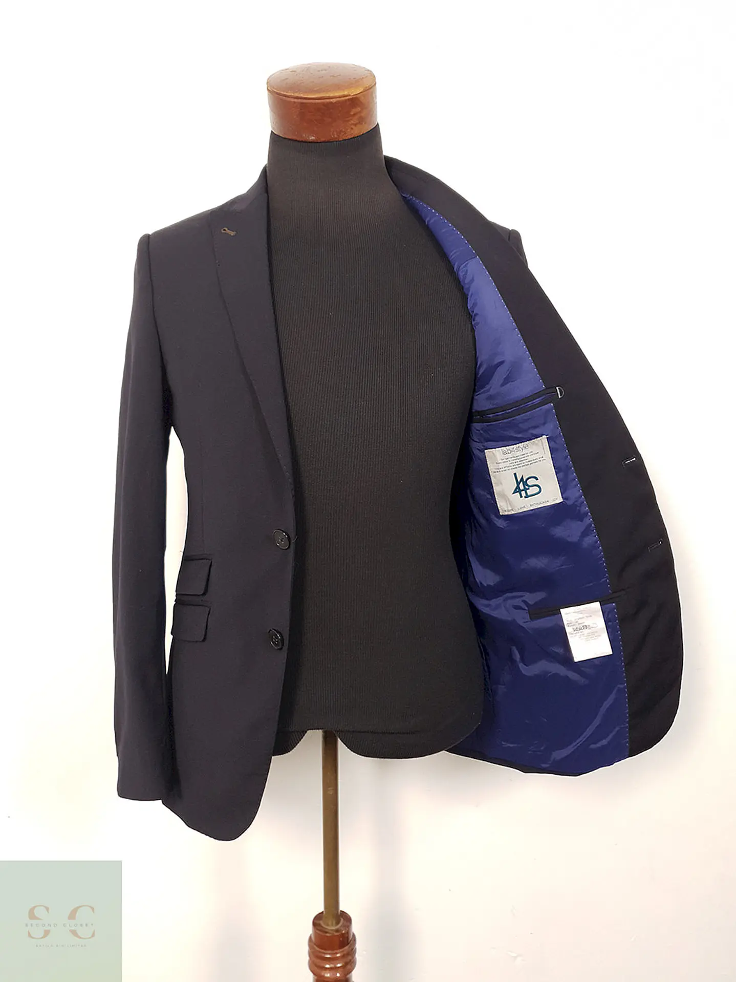 Blazer Lab4Style azul liso en lana virgen TALLA XS/S 2