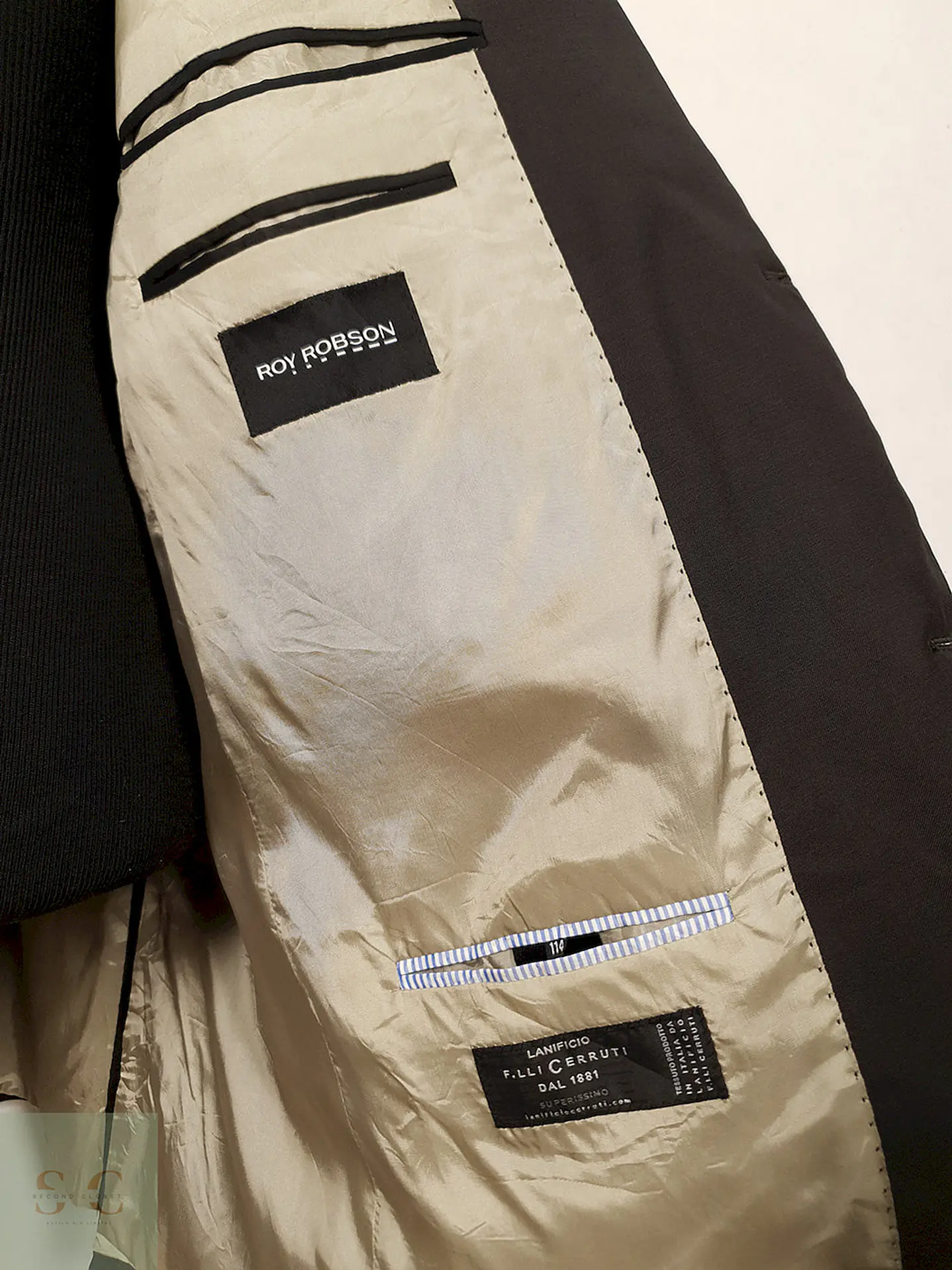 Blazer Roy Robson Cerruti 1881 lana virgen plomo tono café sastrería italiana TALLA 2XL 6