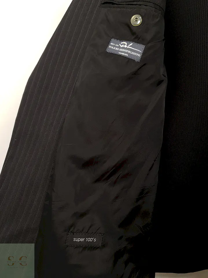 Blazer Seit 1931 lana virgen gris raya diplomática sastrería clásica TALLA XL 6