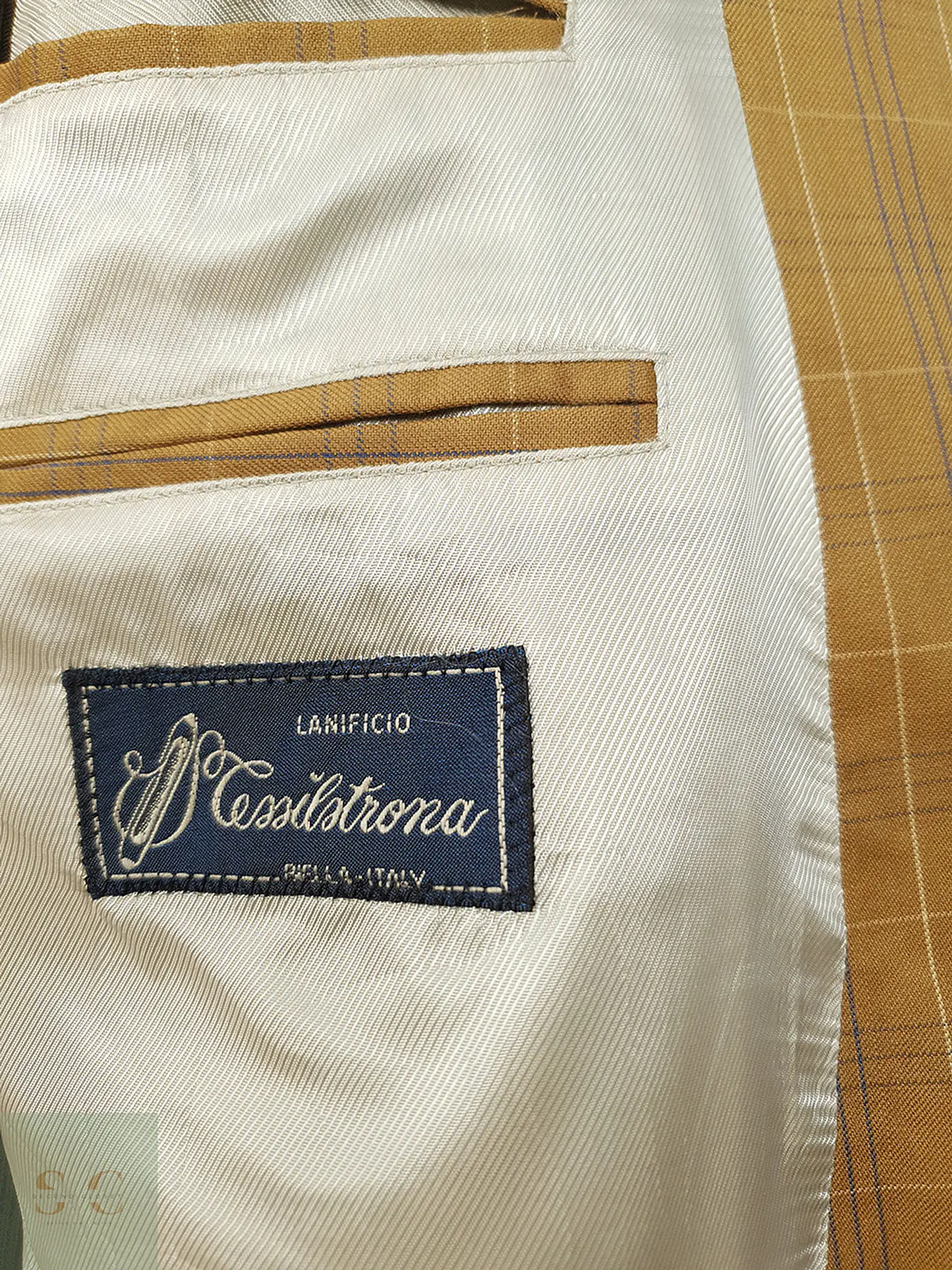 Blazer Manston lana virgen cuadro ventana camel TALLA XL 7