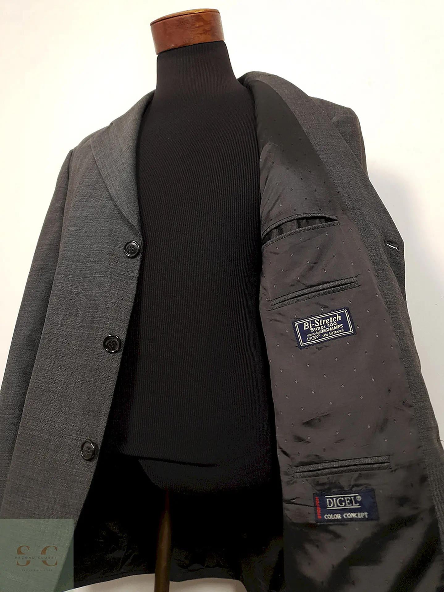 Blazer Digel gris 100% lana virgen Bi-Stretch sastrería alemana TALLA LXL 5