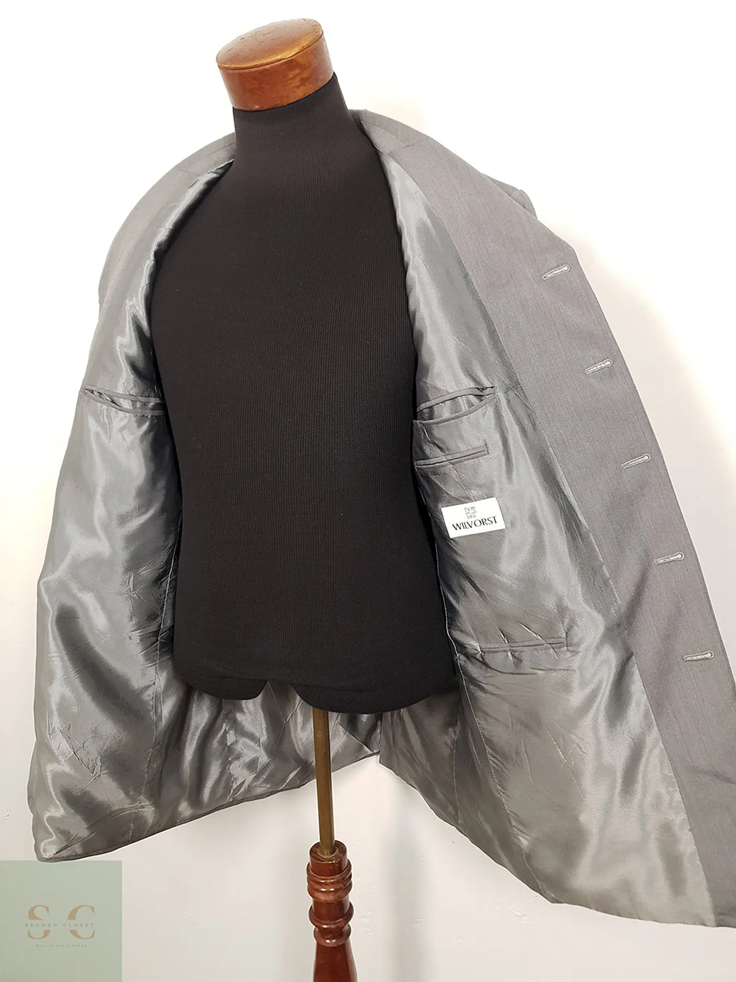 Blazer Wilvorst lana y seda gris sastrería alemana premium – TALLA L 7