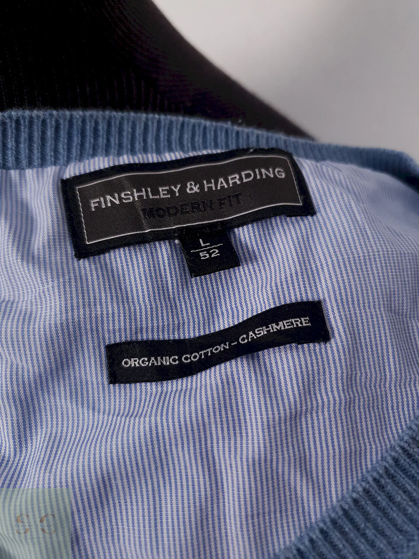 Suéter Finshley and Harding celeste algodón cashmere - Talla L 2