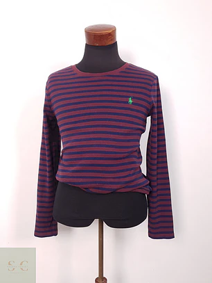 Suéter Ralph Lauren burdeos azul rayas - Talla S