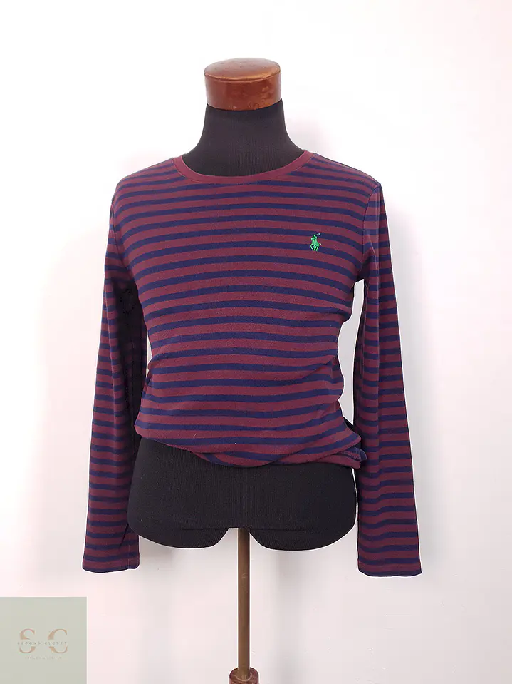 Suéter Ralph Lauren burdeos azul rayas - Talla S 2