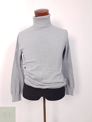 Suéter Cya gris cuello alto algodón - Talla S