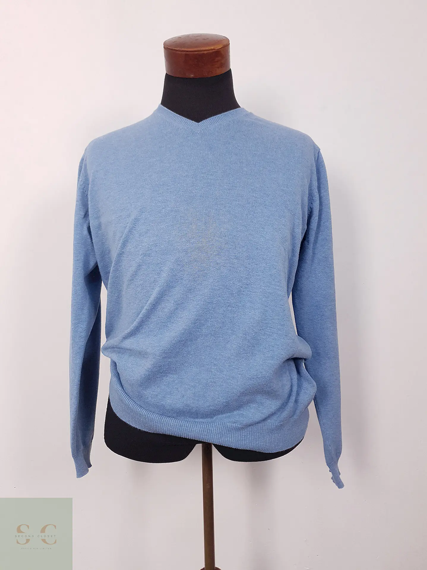 Suéter Finshley and Harding celeste algodón cashmere - Talla L 3