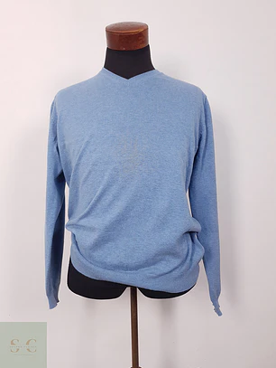Suéter Finshley and Harding celeste algodón cashmere - Talla L