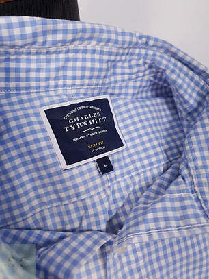 Camisa Charles Tyrwhitt celeste cuadros - Talla L