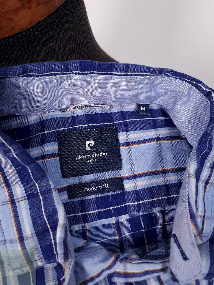 Camisa Pierre Cardin azul cuadros - Talla M 1