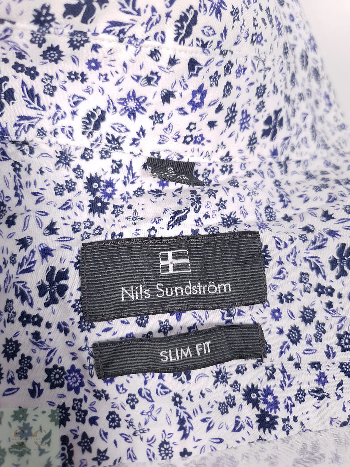 Camisa Nils Sundstrom azules flores - Talla S Slim 1