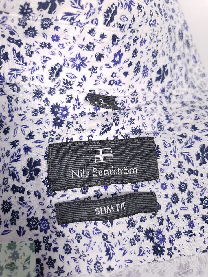 Camisa Nils Sundstrom azules flores - Talla S Slim 1