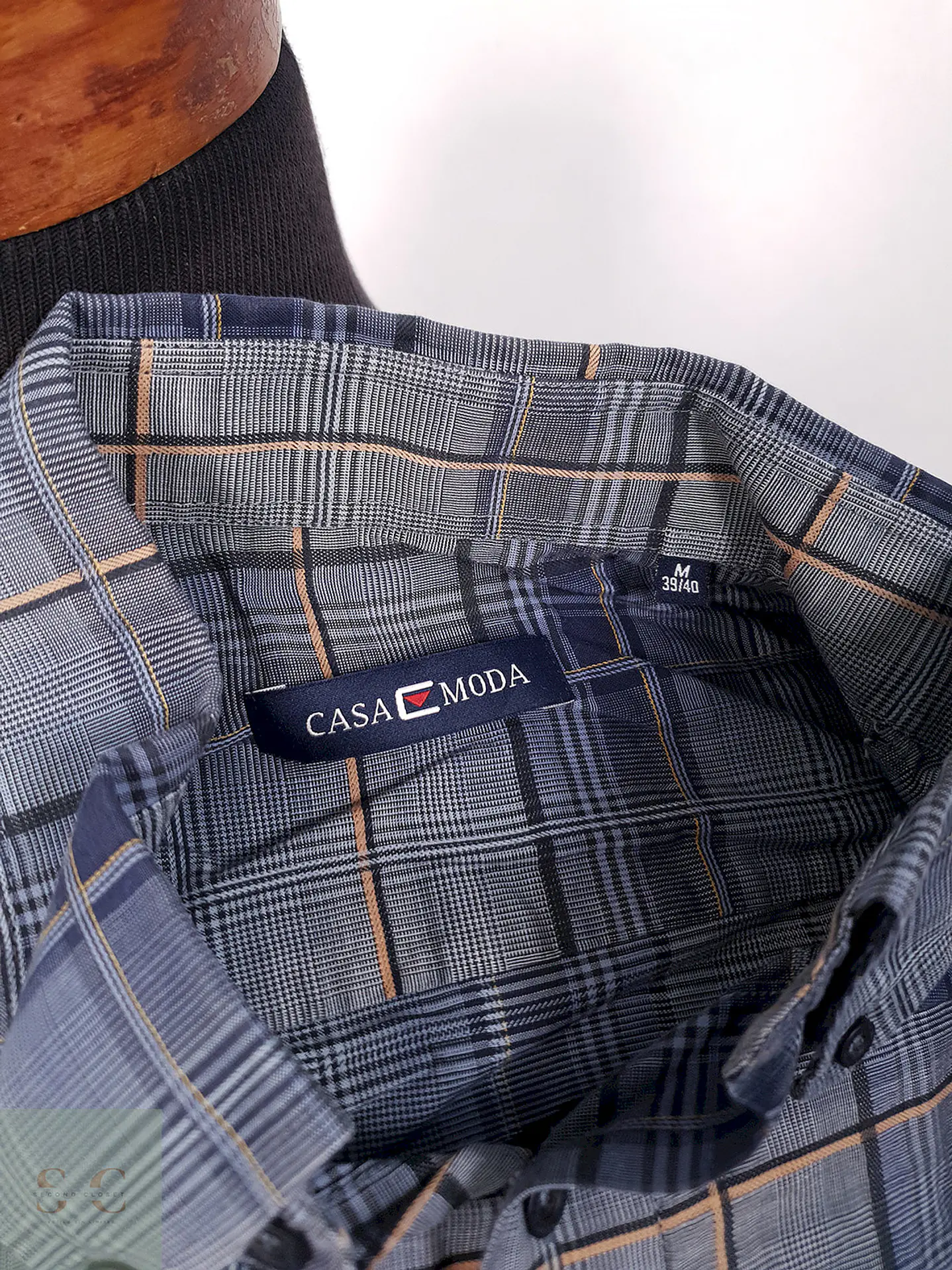 Camisa Casamoda azul naranjo cuadros - Talla M 1