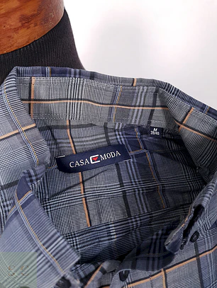Camisa Casamoda azul naranjo cuadros - Talla M