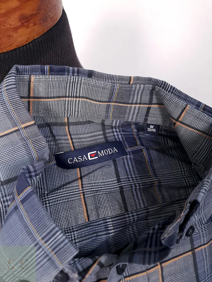 Camisa Casamoda azul naranjo cuadros - Talla M 1