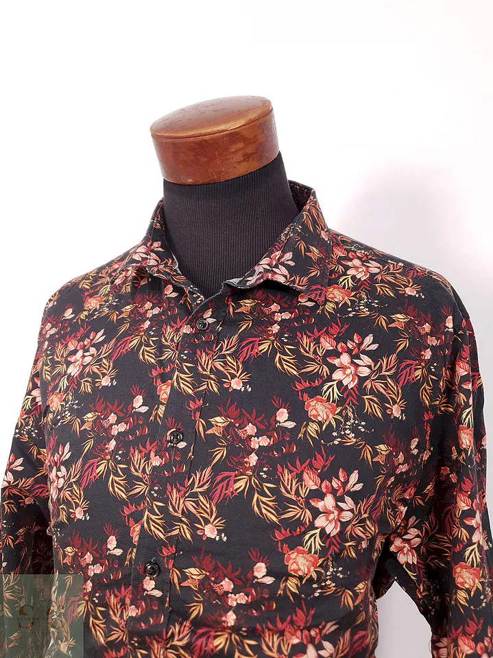 Camisa Cya Premium flores negro rojos - Talla XL Slim 2