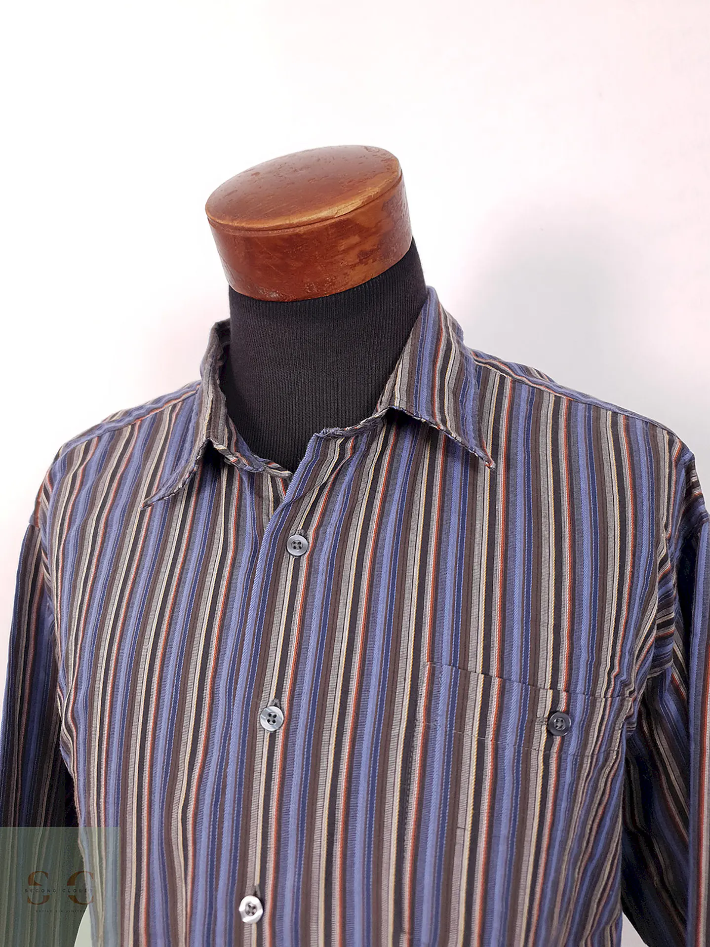 Camisa Concret rayas azul negro café - Talla XXL 2