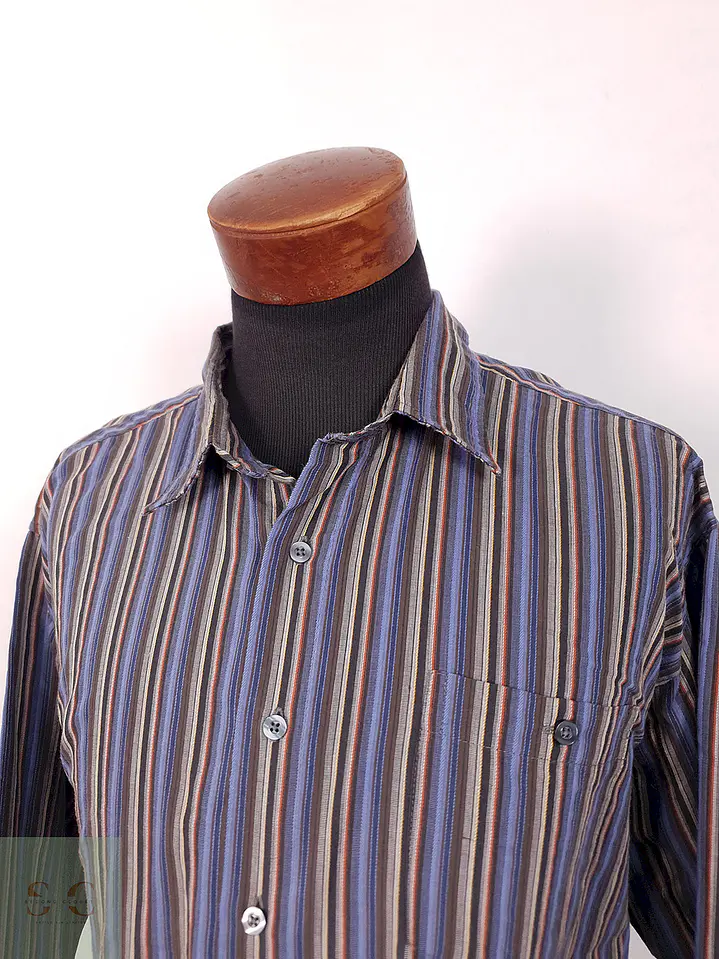 Camisa Concret rayas azul negro café - Talla XXL 2