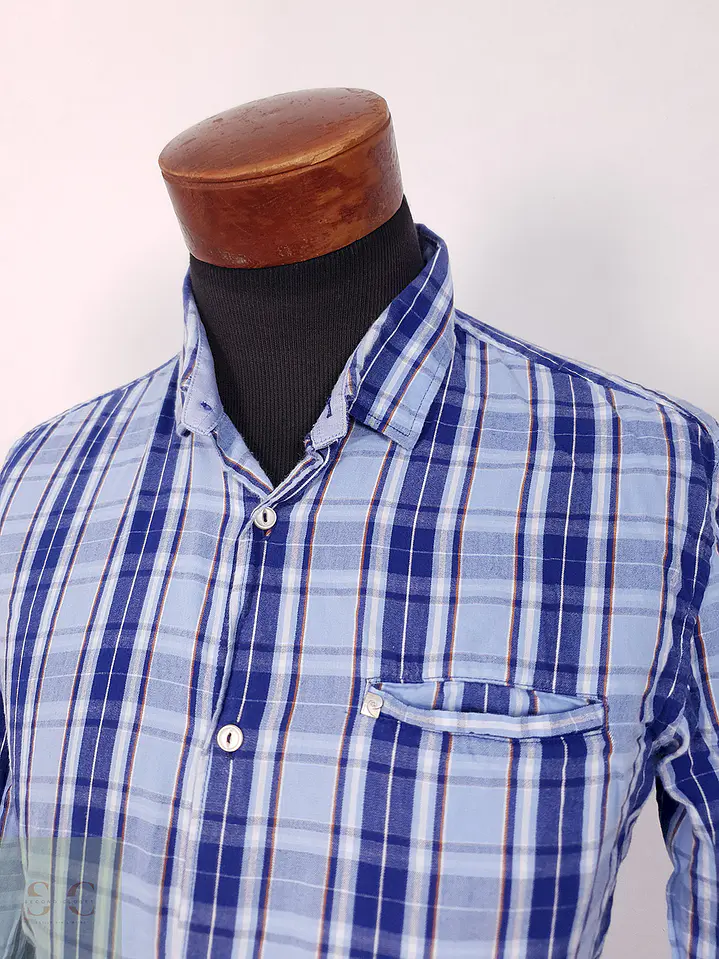 Camisa Pierre Cardin azul cuadros - Talla M 2