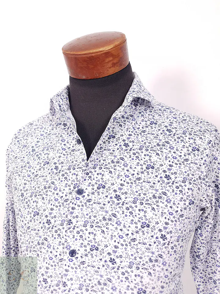 Camisa Nils Sundstrom azules flores - Talla S Slim 2