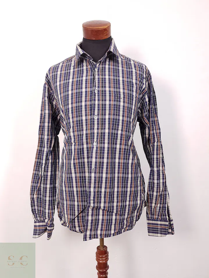 Camisa Paul y Shark azul café negro cuadros - Talla XL 2