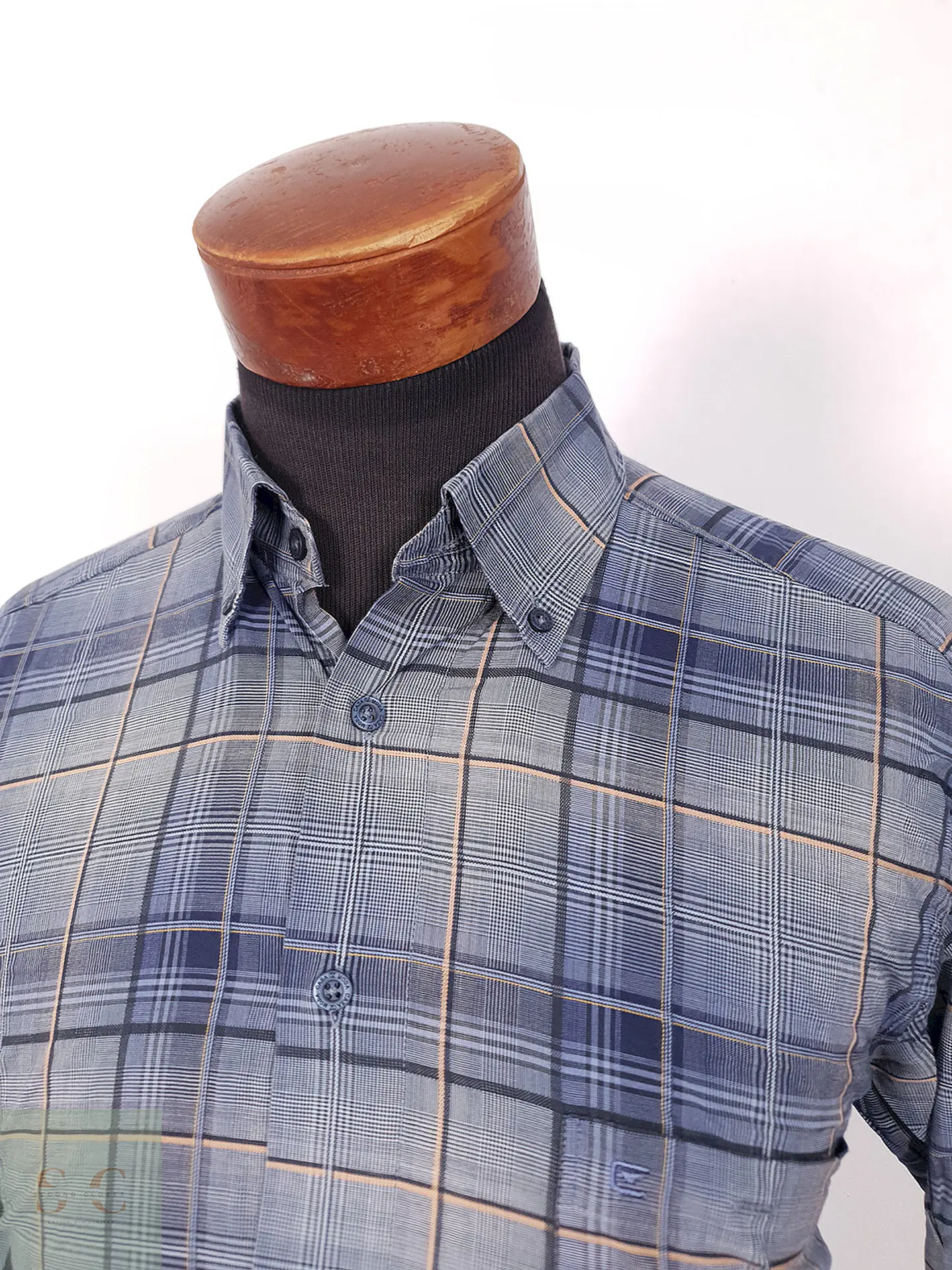 Camisa Casamoda azul naranjo cuadros - Talla M 2