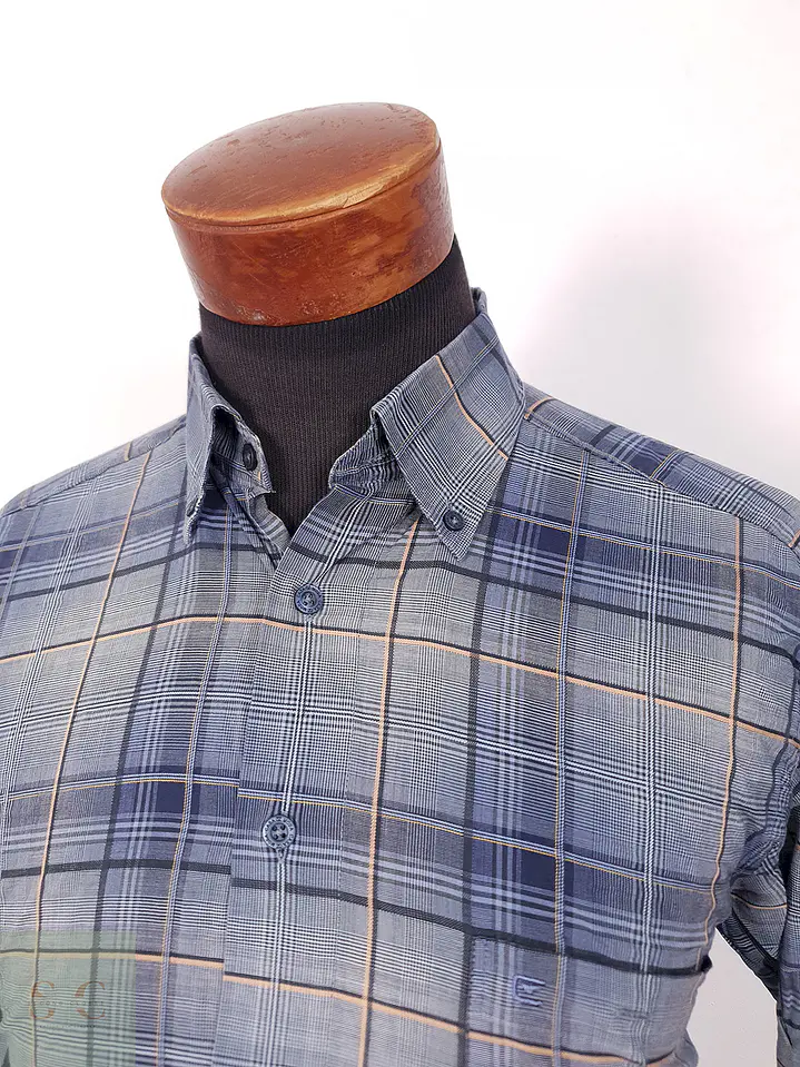 Camisa Casamoda azul naranjo cuadros - Talla M 2