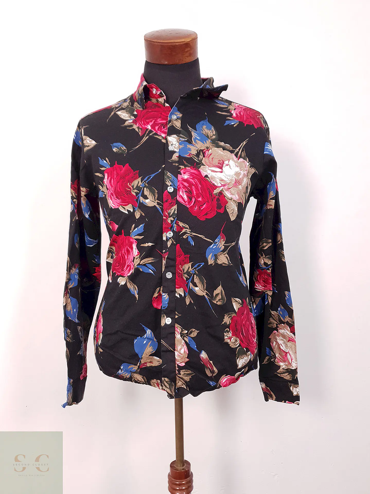 Camisa Zerooya flores negro rojos - Talla S 3