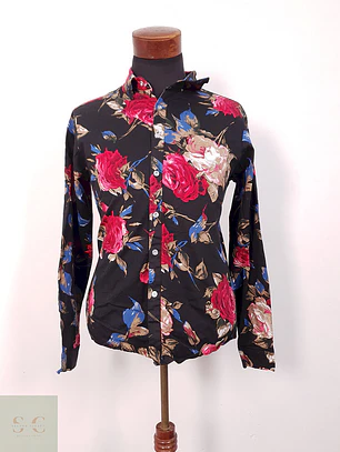 Camisa Zerooya flores negro rojos - Talla S