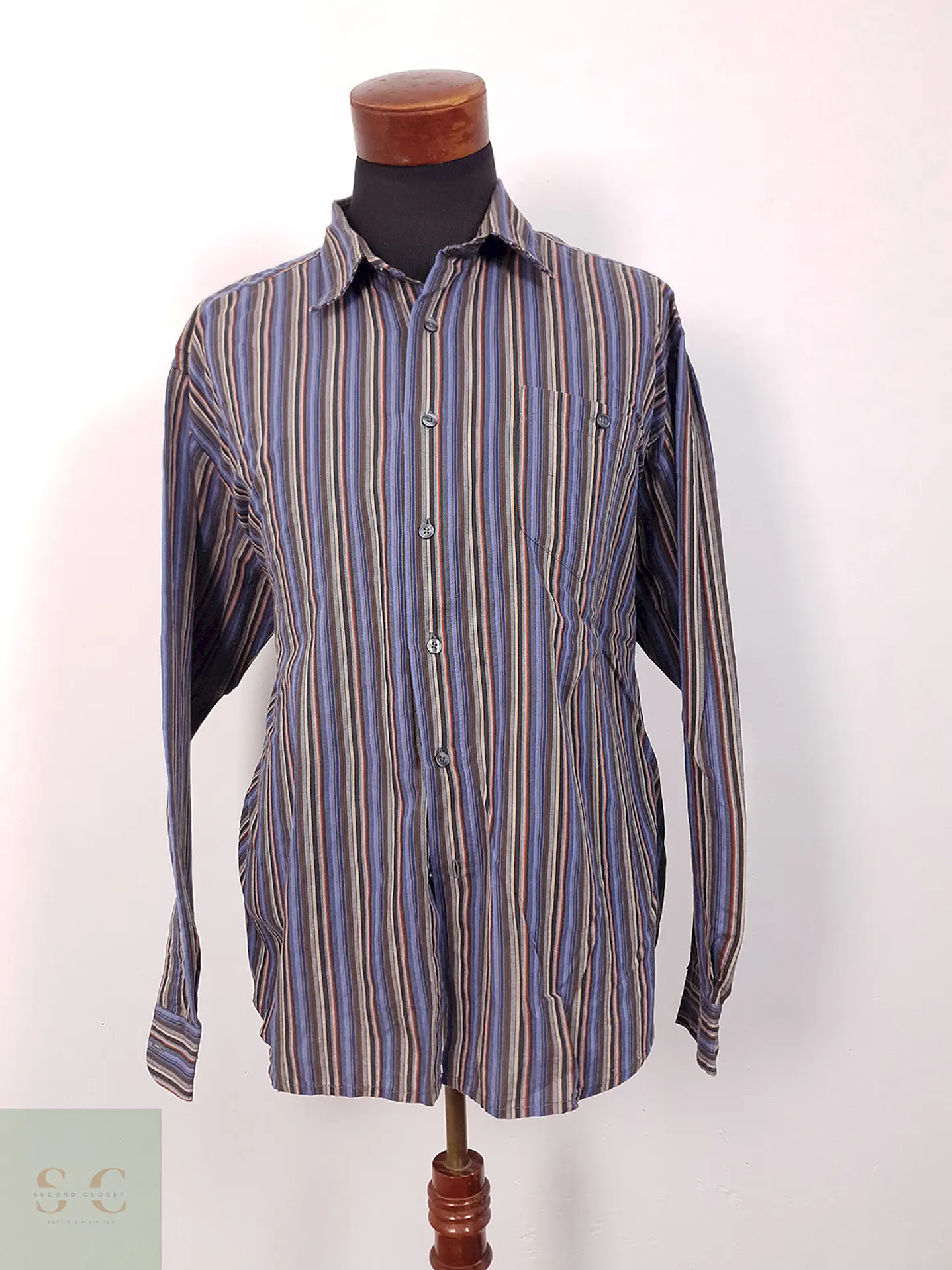 Camisa Concret rayas azul negro café - Talla XXL 3