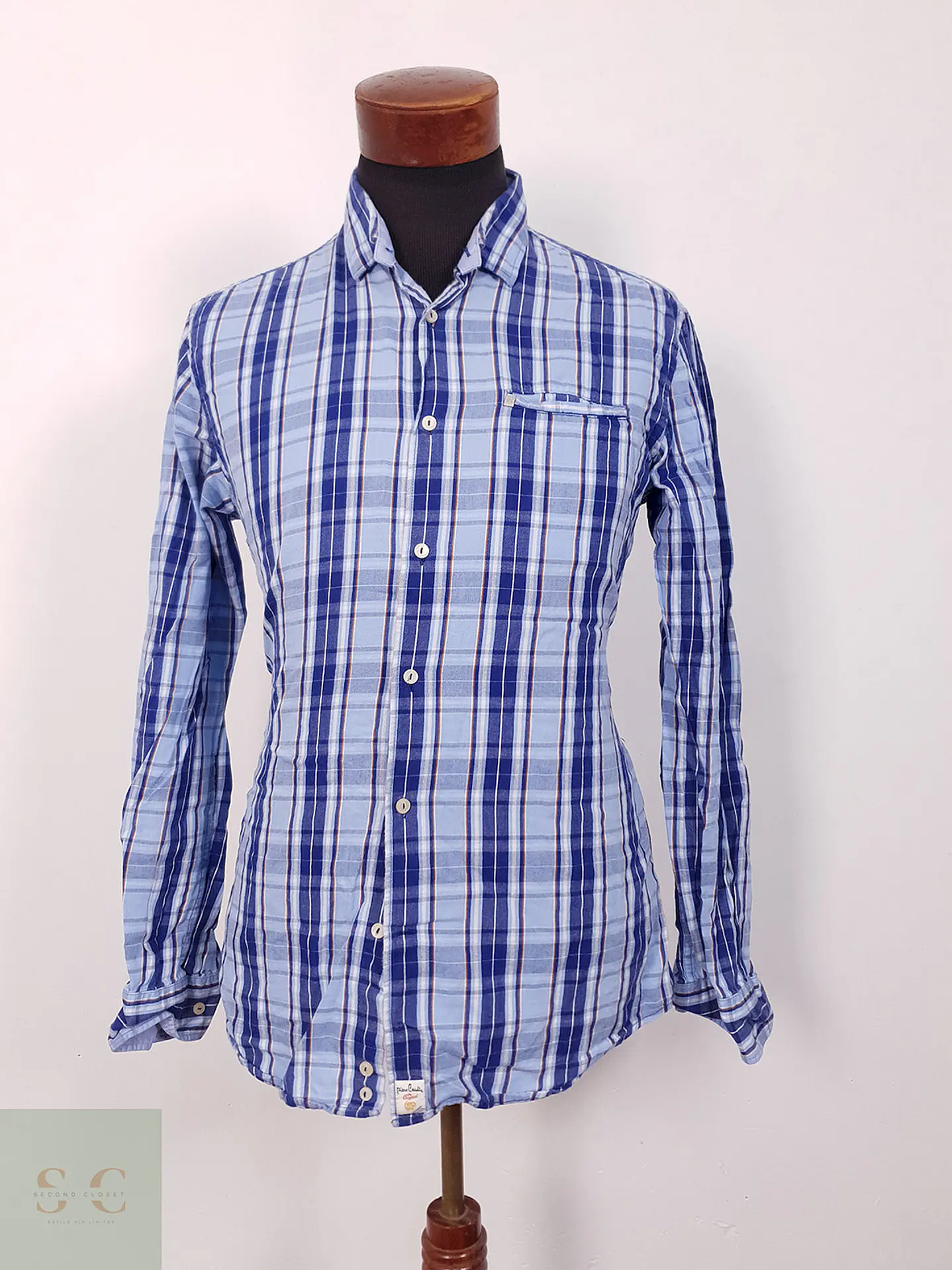 Camisa Pierre Cardin azul cuadros - Talla M 3